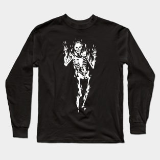 The Flaming Skeleton (white) Long Sleeve T-Shirt